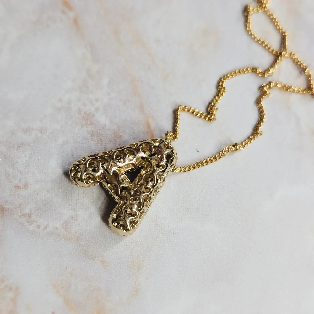 18k Gold Letter A Initial Necklace Micro-Set Zirconia Jewelry